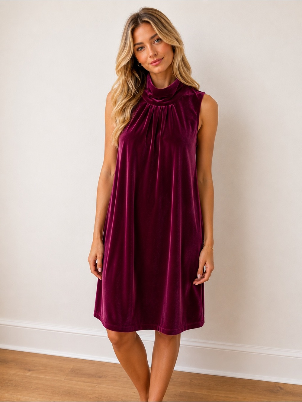 Tommy Hilfiger Velvet Sleeveless Shift Dress Magenta Size 2